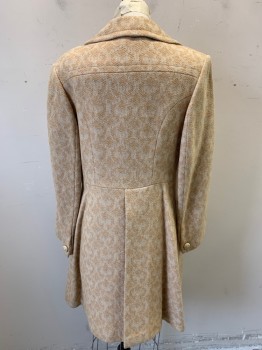 Womens, Coat, NL, Beige, Camel Brown, Wool, Tweed, Abstract , W: 40, B: 34, Collar Attached, Single Breasted, Button Front, 2 Pockets, Single Back Vent