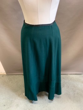 Womens, Skirt 1890s-1910s, MTO, Green, Wool, Solid, 28W, Border Trim at  Lower Part of Skirt