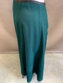 Womens, Skirt 1890s-1910s, MTO, Green, Wool, Solid, 28W, Border Trim at  Lower Part of Skirt