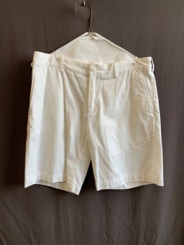 Mens, Shorts, LACOSTE, White, Cotton, Solid, 32, F.F, 4 Pockets, Zip Fly