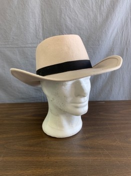 GOLDEN GATE HAT CO, Taupe, Black, Wool, Solid, Color Blocking, Telescope Crown, Black Grosgrain Band with Bow