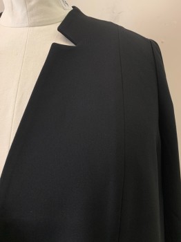 TALBOTS, Black, Triacetate, Polyester, Solid, Notched Lapel, 1 Button, 2 Pockets, No Collar