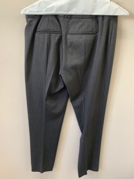 CALVIN KLEIN, Dk Gray, Polyester, Rayon, Solid, F.F, 2 Back Pckts, Side Bttn Tabs