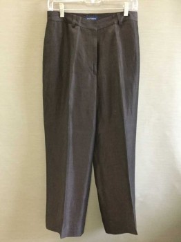 ANN TALOR, Dk Brown, Black, Rayon, Polyester, Solid, PANTS:  Flat Front, Zip Front, 1-1/2" Waistband W/belt Hoops, 2 Side Pockets