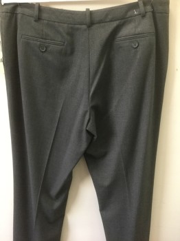 CALVIN KLEIN, Dk Gray, Polyester, Solid, Heathered, Flat Front, Button Tab, Belt Loops, Zip Front, 4 Pockets,