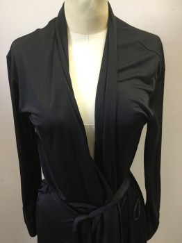 NATORI, Black, Polyester, Solid, Shawl Collar with Belt