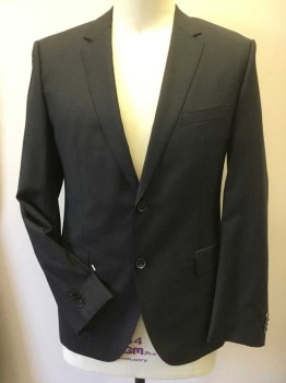 BOSS, Black, Lt Gray, Viscose, Acetate, Check , Black with Light Gray Tiny Checks, Self Diagonal Black Lining, Notched Lapel W/hand Stitches Rim, Single Breasted, 2 Button Front, 3 Pockets, Long Sleeves, with Matching Pants