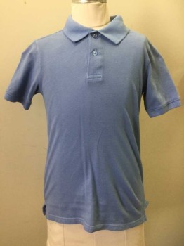 Childrens, Polo, WONDER NATION, French Blue, Cotton, Solid, 6-7, French Blue, Short Sleeves,