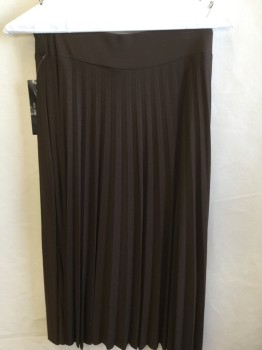 SAM FASHION, Brown, Polyester, Solid, 2" Elastic Waistband, Accordion Pleat Skirt, Raw Hem