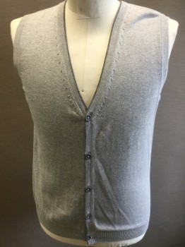 WATSONS, Lt Gray, Gray, Cotton, 5 Buttons, Knit, Edged in Dk Gray