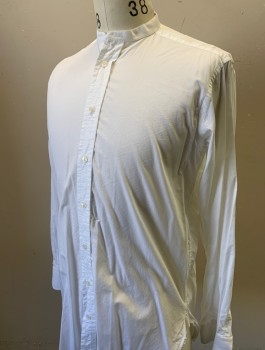 DARCY, White, Cotton, Solid, Long Sleeves, Button Front, Band Collar,