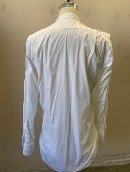Mens, Shirt 1890s-1910s, DARCY, White, Cotton, Solid, Slv:35, N:14.4, Long Sleeves, Button Front, Band Collar,