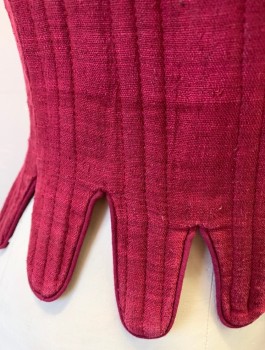 Womens, Historical Fiction Corset, N/L, Red Burgundy, Linen, Solid, B <34", S, W<27", 1" Wide Straps, Scoop Neck, Lace Up in Front and in Back, Boned Structure, Tabs at Waist/Hem, Made To Order Reproduction 1600's