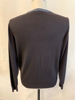 BROOME, Dk Brown, Wool, L/S,5 Button Fr,Ribbed Waistband and Cuffs, Heather-ed 1" Trim Front