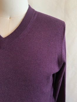 TED BAKER, Purple, Synthetic, Solid, Heathered, V-neck, Long Sleeves