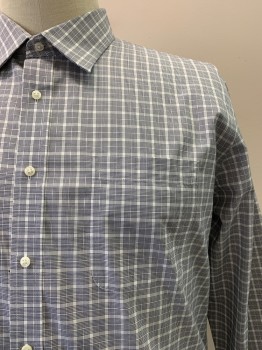 NORDSTROM, Black, White, Gray, Cotton, Plaid - Tattersall, L/S, Button Front, Collar Attached, Chest Pocket