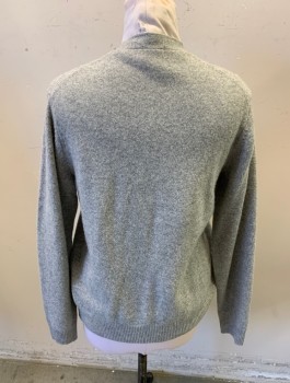 UNIQLO, Heather Gray, Acrylic, Wool, Solid, L/S, Button Front, 2 Pockets, Dark Brown Swirl Buttons