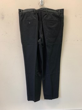 DOCKERS, Black, Cotton, Solid, Pleated Front, 4 Pockets, Zip Fly