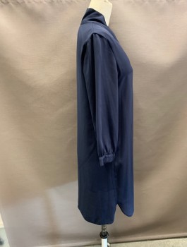 AQUA, Navy Blue, Polyester, Solid, V neck CF,with Cuff, Shirttail Bottom,