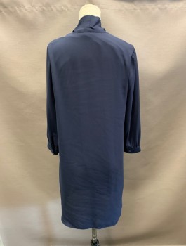 AQUA, Navy Blue, Polyester, Solid, V neck CF,with Cuff, Shirttail Bottom,