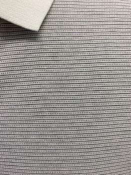 THEORY, White, Black, Cotton, Polyester, Stripes - Horizontal , Dots, S/S, Solid White Rib Knit Collar