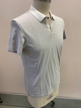 THEORY, White, Black, Cotton, Polyester, Stripes - Horizontal , Dots, S/S, Solid White Rib Knit Collar