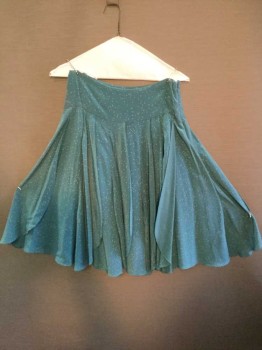 FRENCH CONNECTION, Teal Green, White, Silk, Stars, Teal Green W/tiny White Stars, Dropped Waist with Large Pleat/ Vertical Ruffle, Side Zip