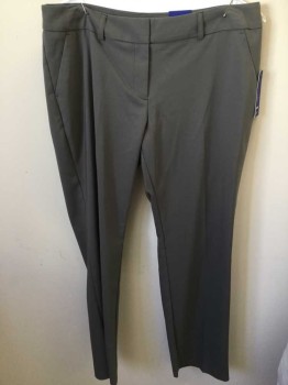 APT 9, Gray, Cotton, Polyester, Solid, Straight, Mid Rise, 4 Pockets, Belt Loops,