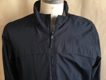 FOX 10, Dk Blue, Gray, Polyester, Solid, Reversible, Collar Attached, Zip Front, 2 Pockets, Long Sleeves,