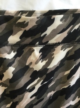 FAITH 21, Black, Beige, Olive Green, Gray, Charcoal Gray, Polyester, Spandex, Camouflage, 2.5" Waistband