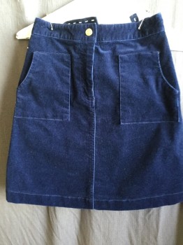 Childrens, Skirt, BROOKS BROTHERS, Navy Blue, Cotton, Spandex, Solid, 12, Corduroy, 1.5" Adjustable Waistband,  Zip Front, 2 Pockets,
