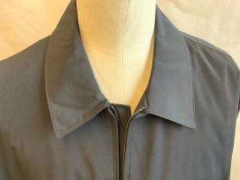 CLAIBORNE, Black, Polyester, Nylon, Solid, Collar Attached, Black Lining, Zip Front, 2 Pockets, Long Sleeves,