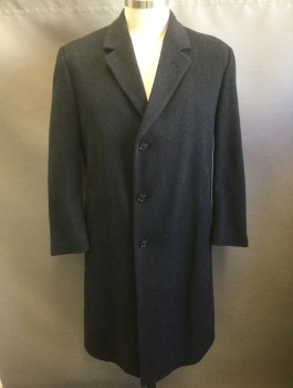 N/L, Black, Wool, Solid, Single Breasted, Notched Lapel, 3 Buttons, 2 Welt Pockets