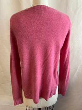 Womens, Pullover, WHITE & WARREN, Pink, Purple, Cashmere, Heathered, S, V-neck, Long Sleeves