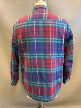BACK RACKER, Navy Blue, Maroon Red, Dk Green, Red Burgundy, Goldenrod Yellow, Poly/Cotton, Nylon, Plaid, Collar Attached, Button Front, Long Sleeves, 2 Breast Pockets, 2 Side Pockets, Navy Quilted Lining