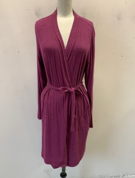 Womens, SPA Robe, DKNY, Plum Purple, Modal, Spandex, S, Belted Waist, L/S, Hem at Knee *Small Stains at Back Neck