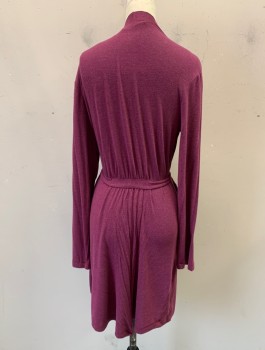 Womens, SPA Robe, DKNY, Plum Purple, Modal, Spandex, S, Belted Waist, L/S, Hem at Knee *Small Stains at Back Neck