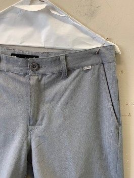 Mens, Shorts, TRAVIS MATHEW, Gray, Polyester, 2 Color Weave, W:32, Zip Fly, 4 Pockets, Belt Loops, 9.5" Inseam