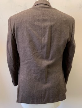 MICHAEL KORS, Dusty Brown, Wool, Solid, 2 Button, Flap Pockets, Double Vent