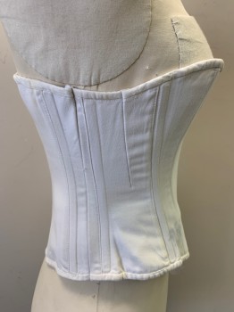 Womens, Corset 1890s-1910s, MTO, Cream, Solid, W25, B34, Cream W/cream Lacing Back, Stained Front & Back, See Detail Photo,