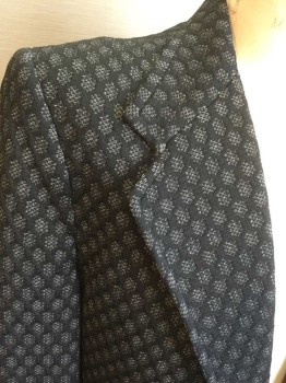 Mens, Blazer/Sport Co, N/L, Black, Gray, Abstract , 46, Honeycomb Pattern, Single Breasted, Collar Attached, Notched Lapel, 2 Buttons,  3 Pockets