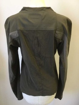 Womens, Sci-Fi/Fantasy Top, MTO, Dk Olive Grn, Putty/Khaki Gray, Synthetic, Silk, Color Blocking, B34/36, Made To Order, Cowl, Long Sleeves, Pullover,