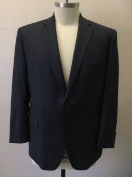 LAUREN Ralph Lauren, Navy Blue, Blue, Black, Wool, Plaid, Appears Navy, Single Breasted, Collar Attached, Notched Lapel, 2 Buttons,  3 Pockets