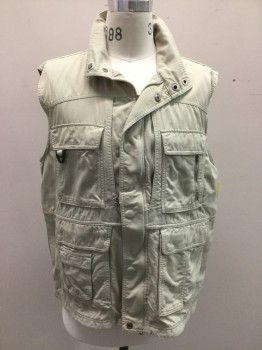 Mens, Wilderness Vest, TITANIUM, Khaki Brown, Polyester, Solid, L, Zip & Snap Front, 4 Cargo Pocket, Back Pouch Pocket, Hunting and Fishing