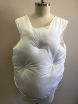 Unisex, Fat Padding, N/L, White, Polyester, Solid, O/S, Sleeveless, Open Back with 3 Ties, Quilted, Pullover