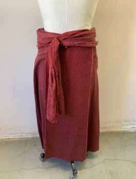 Mens, Historical Fiction Skirt, N/L MTO, Mauve Pink, Linen, Polyester, Solid, W:32, Linen with Panel of Crinkly Textured Material at Center Front, Hem Below Knee, Velcro Closure at Side,  Made To Order, **Comes with (Non-Barcoded) Crinkly Fabric Belt  Meant to Drape Around Hips)