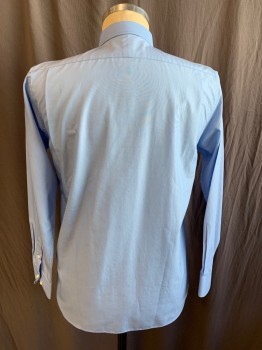 NODSTROM, Baby Blue, Cotton, Solid, (MULTIPLE) Collar Attached, Button Front, 1 Pocket, Long Sleeves, Curved Hem
