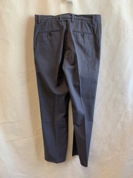 AMAZON ESSENTIAL, Gray, Cotton, Solid, Flat Front, 4 Pockets, Zip Fly, Button Closure, Belt Loops