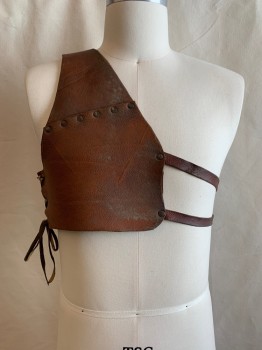 Unisex, Sci-Fi/Fantasy Accessory, MTO, Tan Brown, Leather, Solid, ADJ, SHOULDER STRAP, Lacing on Side, to Adj Straps with 4 D Ring Buckles