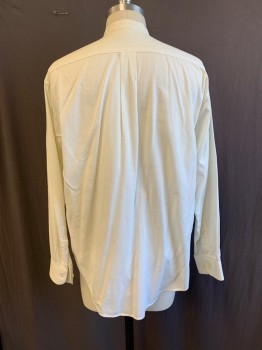 L'HOMME, White, Cotton, Solid, Band Collar, Button Front, L/S, 1 Pocket, Textured *Stain on Right Cuff*